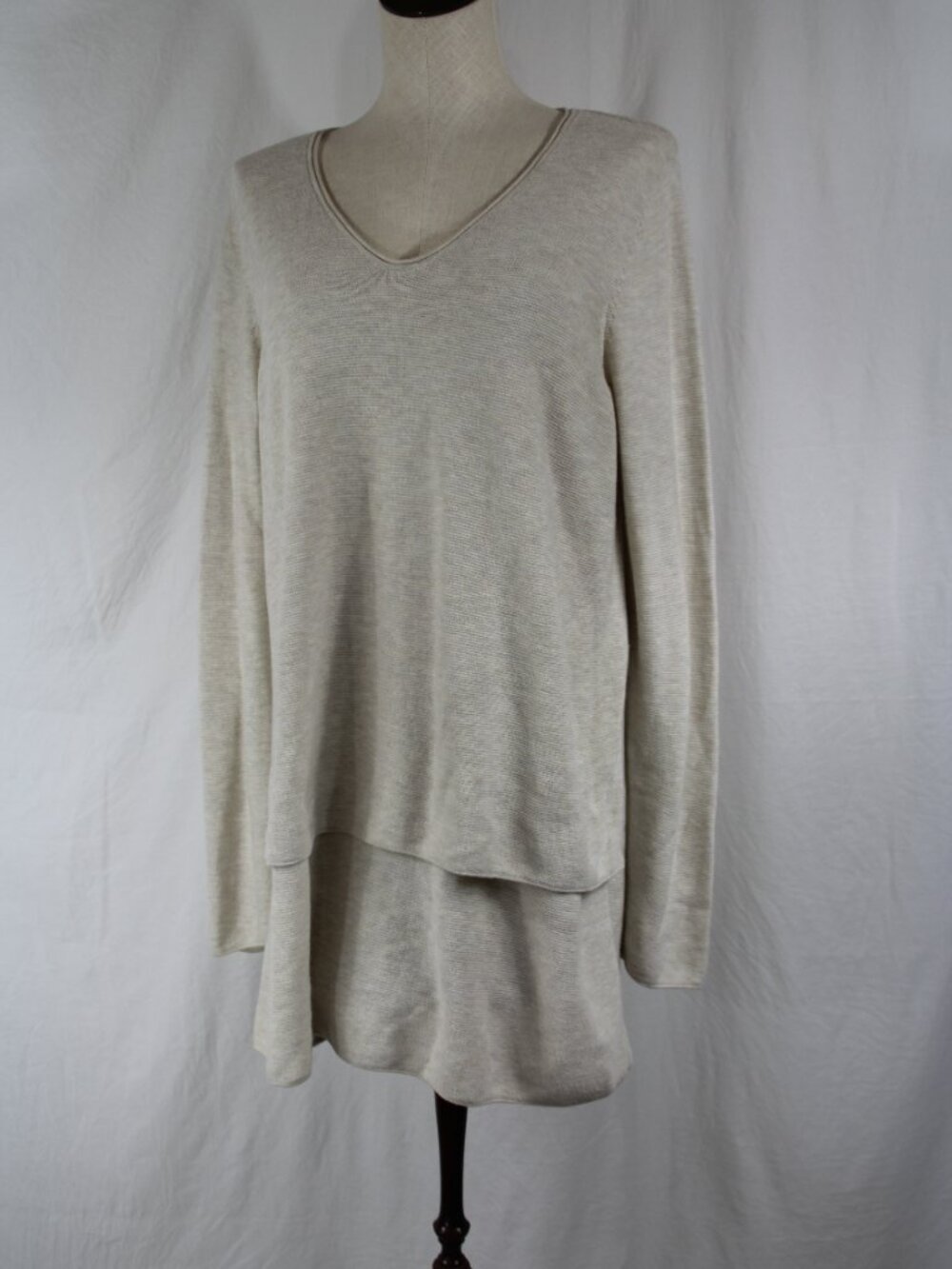 Pure Jill J. Jill Oatmeal Natural Beige V Neck Tunic Sweater Size M Top Lounge